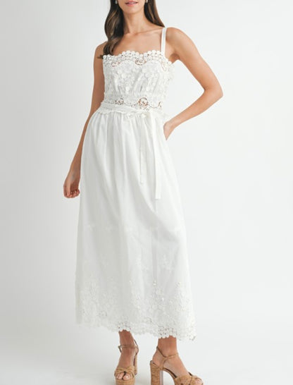 White crochet details Maxi dress