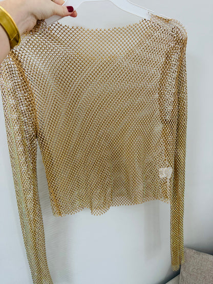 Gold Mesh Top / Silver Stud