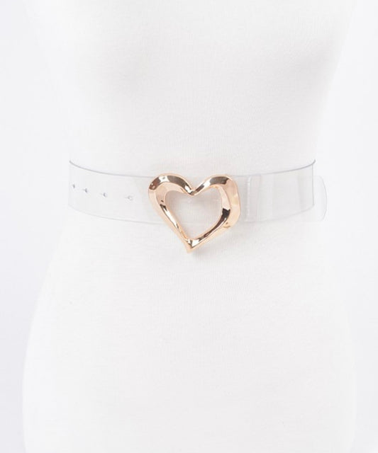 Gold Heart Buckle Clear Belt