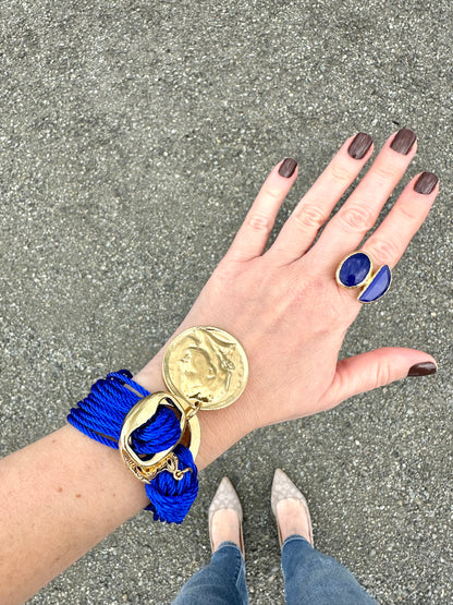 Blue Stones Gold Plated Ring