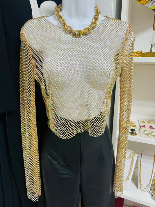 Gold Mesh Top / Silver Stud