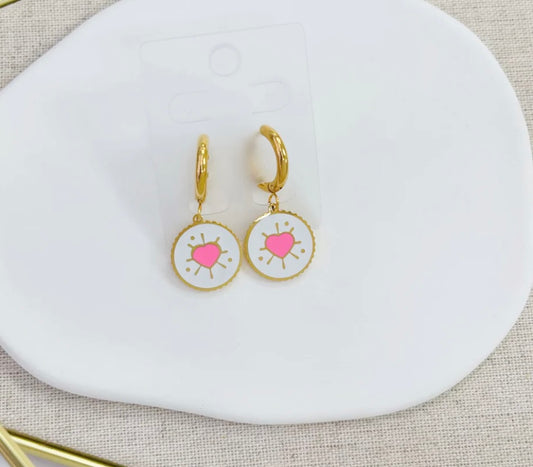 Pink  Heart Girly Earrings