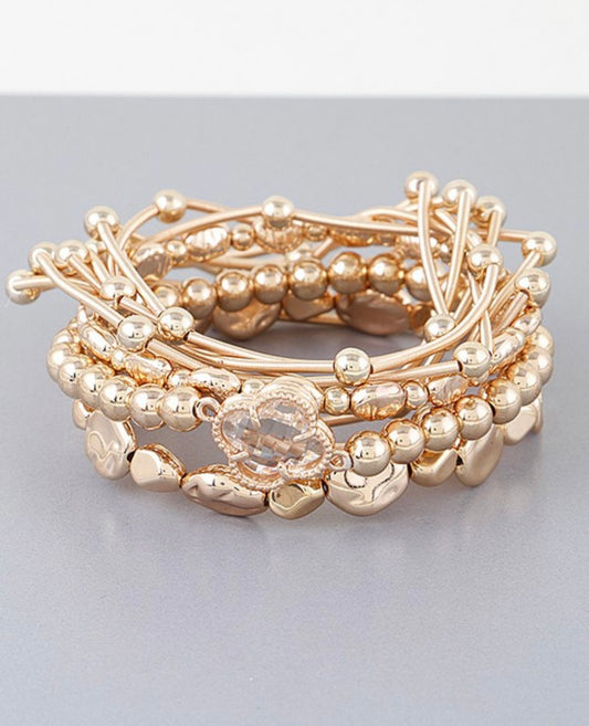 Gold Multi  beaded Elastic Bracelet