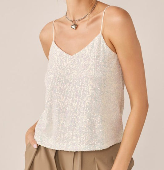 White clear sequin Top