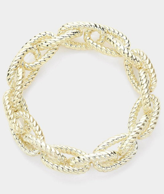 Gold Metal link chain Bracelet- Stetch