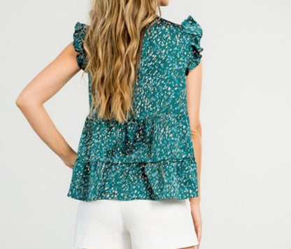 Teal Print Top - PLUS