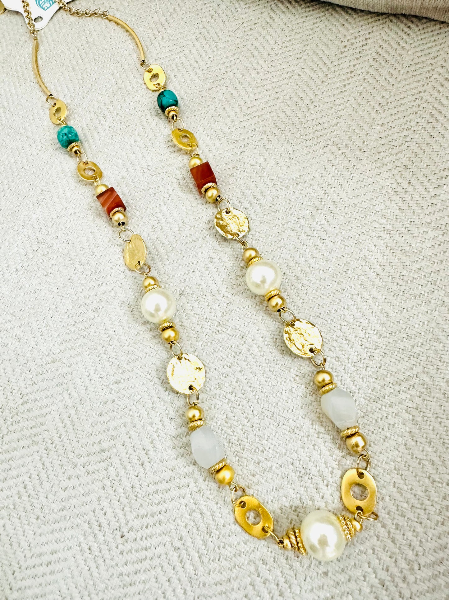 Semiprecious stone gold Plated Necklace