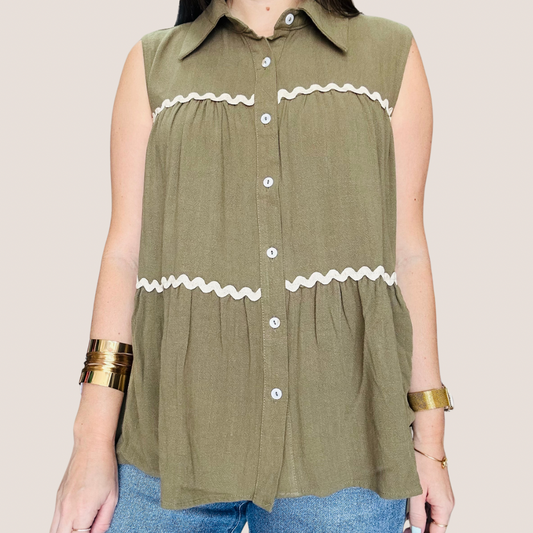 Olive Sleeveless Top