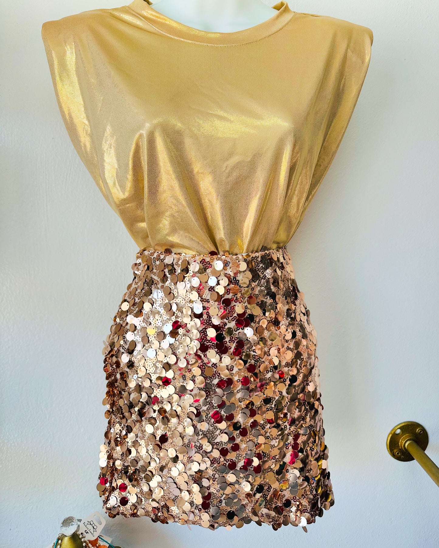 Gold Sequin Mini Skirt