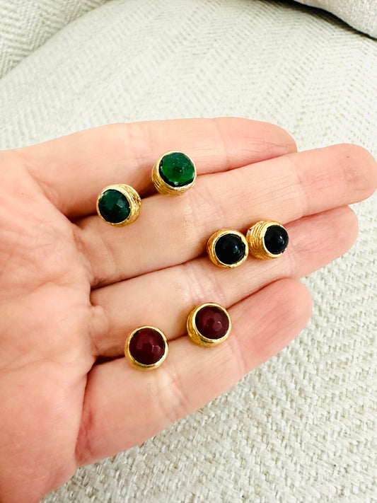 Gold Plated Color Stud Earrings