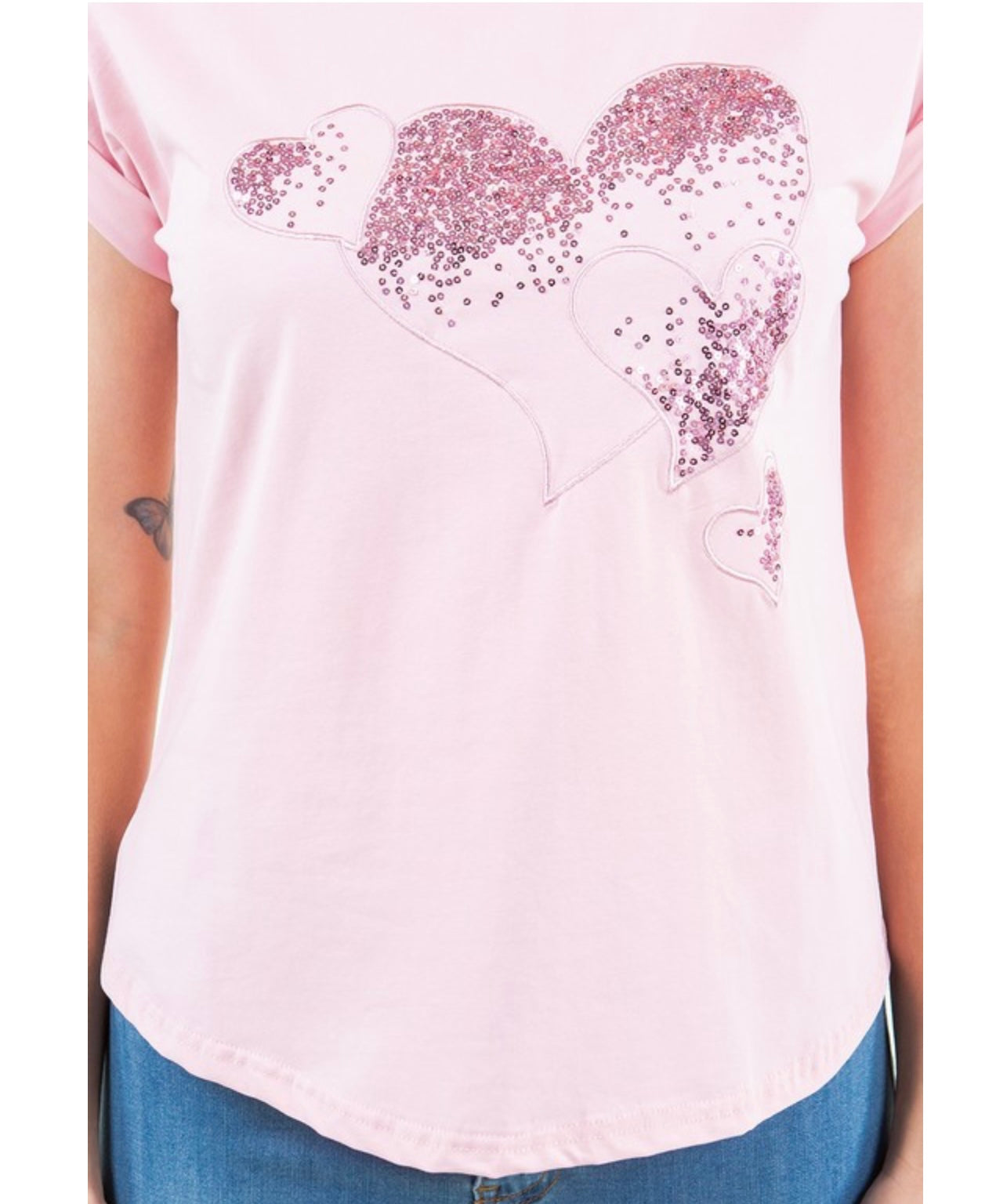 Pink Sequin Heart Shirt