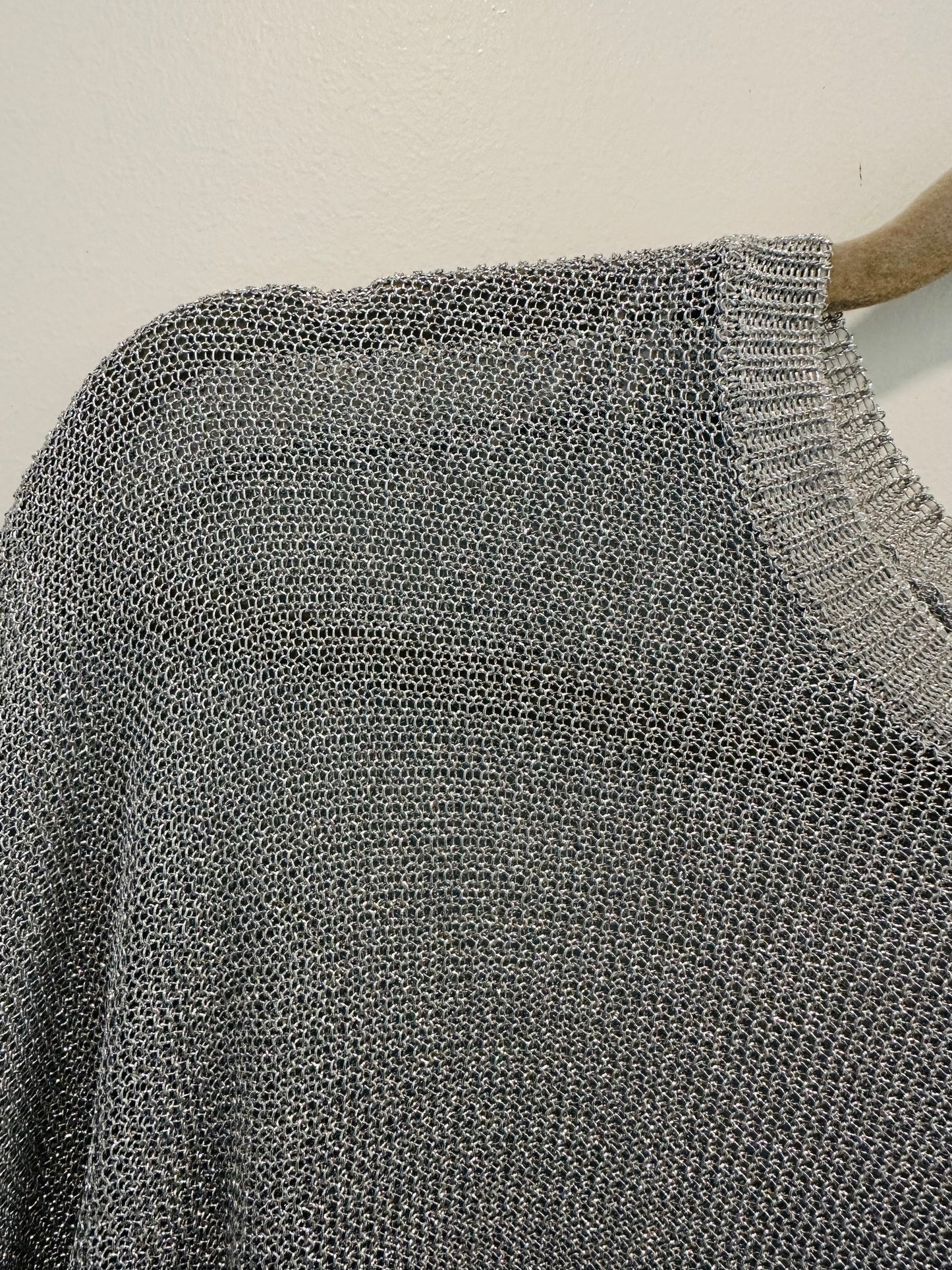 Silver Metallic Mesh Sweater