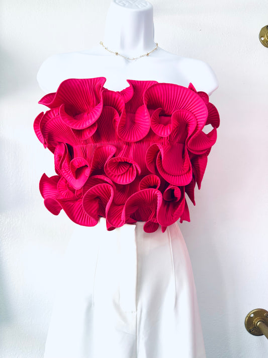 Hot Pink Ruffle Crop Top