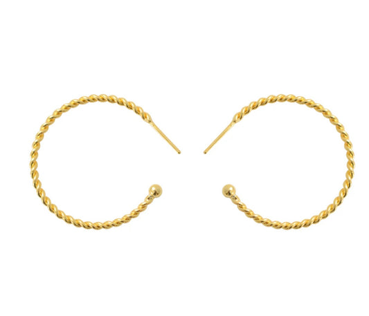 Twisted  Gold Plated Hoops Earrings