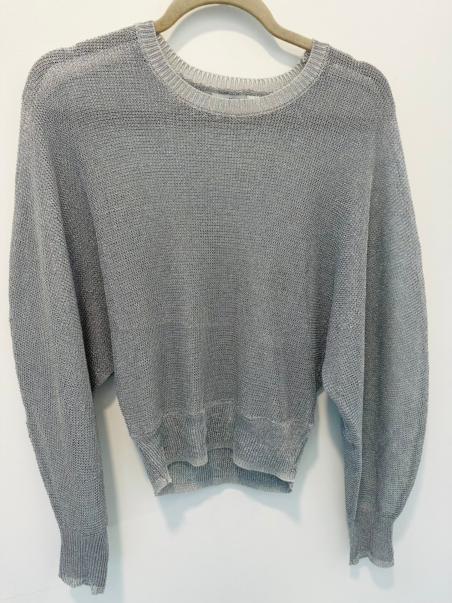 Silver Metallic Mesh Sweater