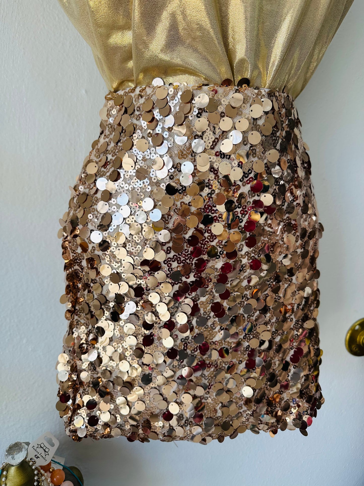 Gold Sequin Mini Skirt