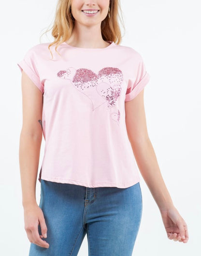 Pink Sequin Heart Shirt