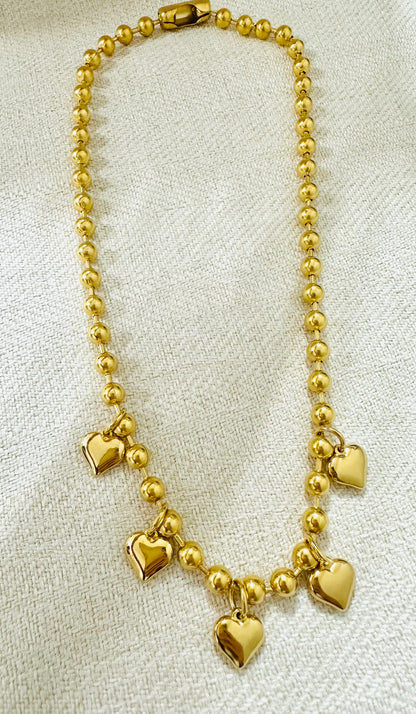 Ball Chain Hearts Necklace