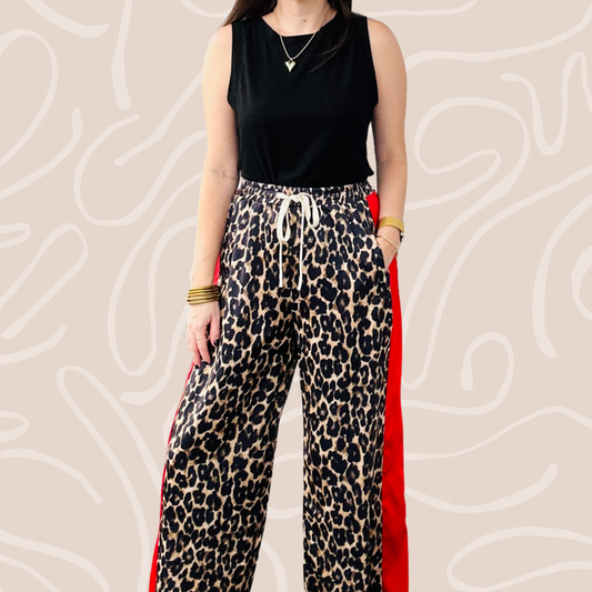 Leopard satin pants