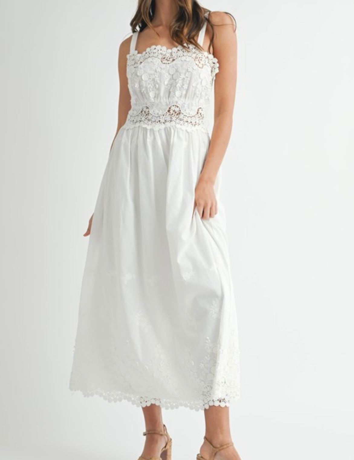 White crochet details Maxi dress