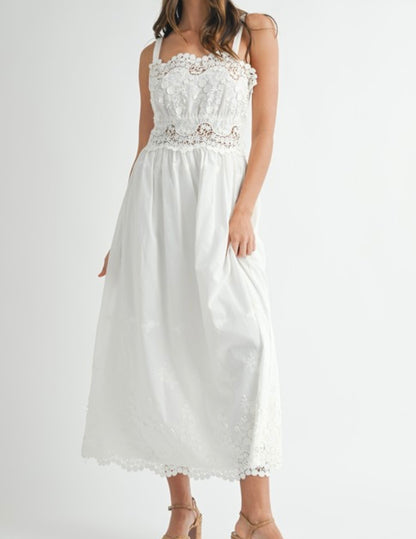 White crochet details Maxi dress