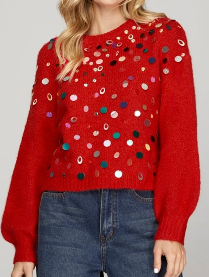 Red Sequin Sweater