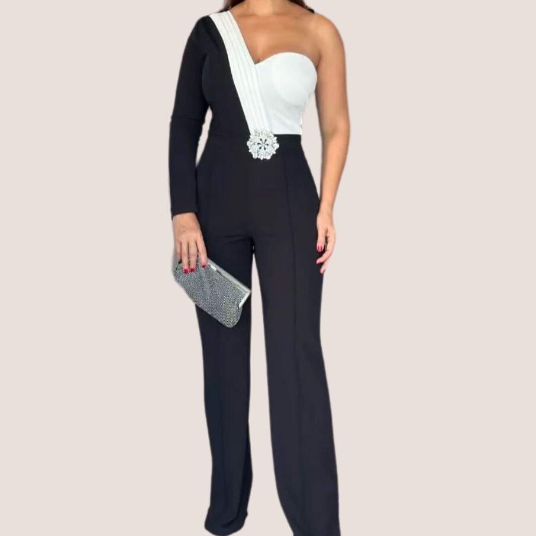 Black & White One Sleeve Jumpsuit