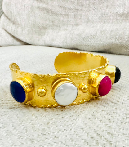 Gold Plated Gems Cuff