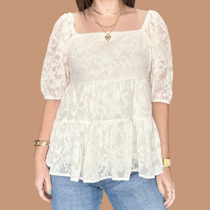 Ivory/  sleeve Blouse