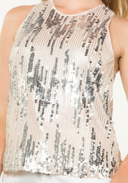 Sleeveless Sequin Details Top