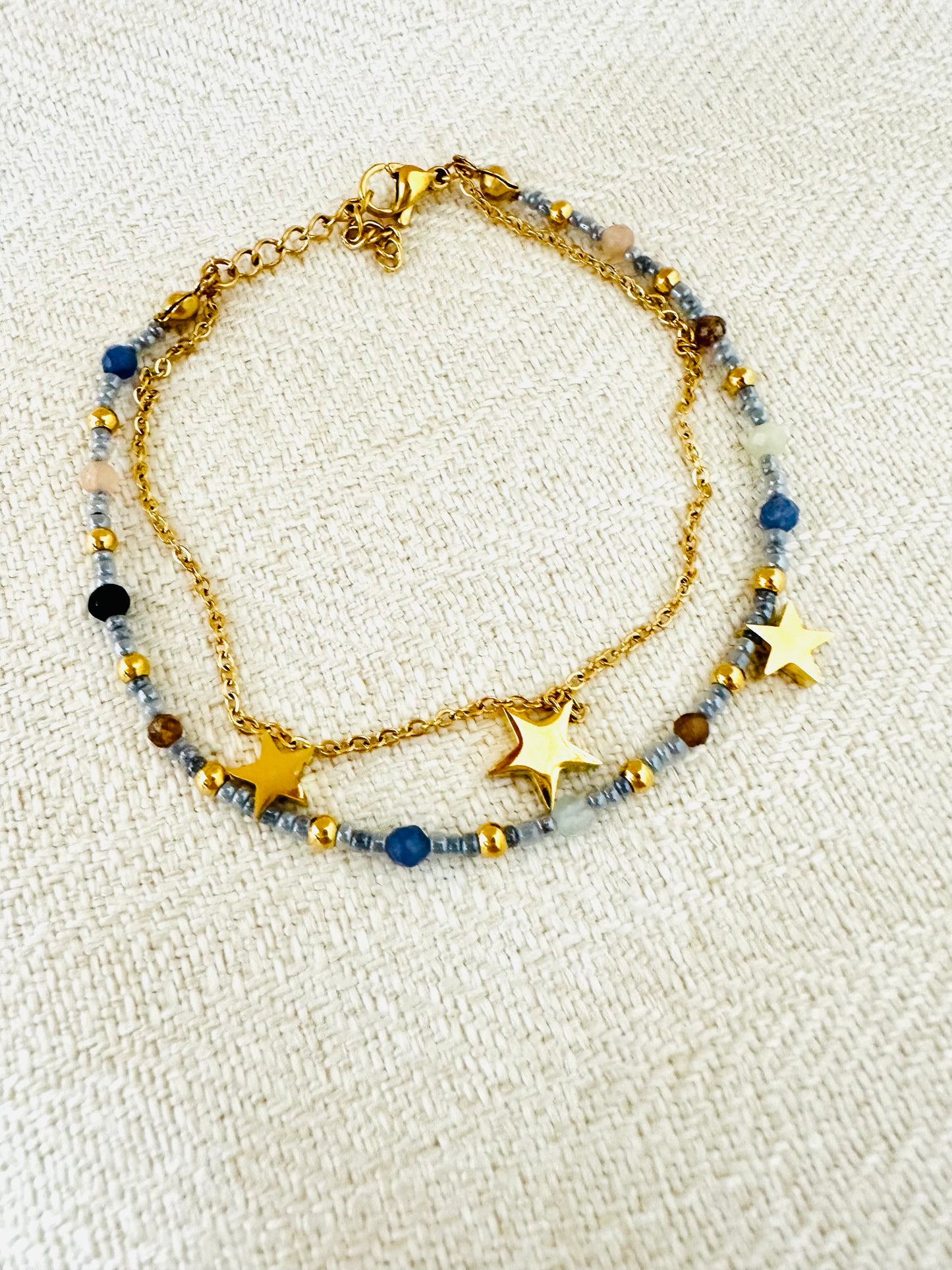 Stars / blue beads  Bracelet