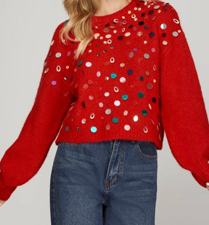 Red Sequin Sweater