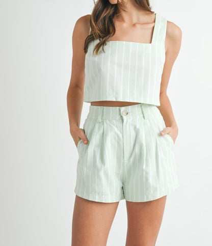 Mint Stripes Short  Set