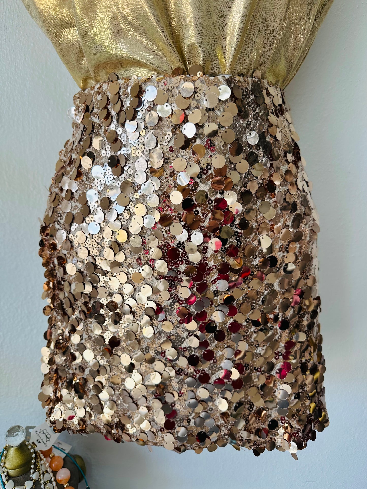 Gold Sequin Mini Skirt