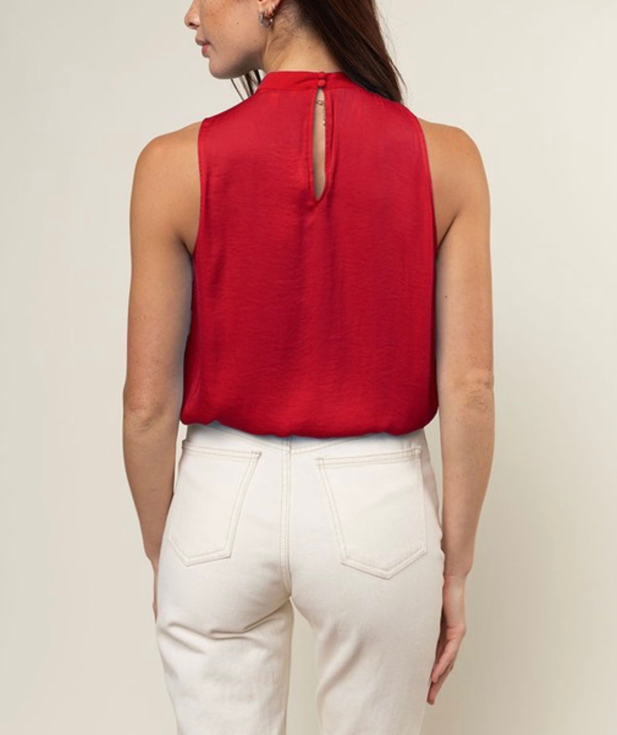 Red Asymmetric Neck Top