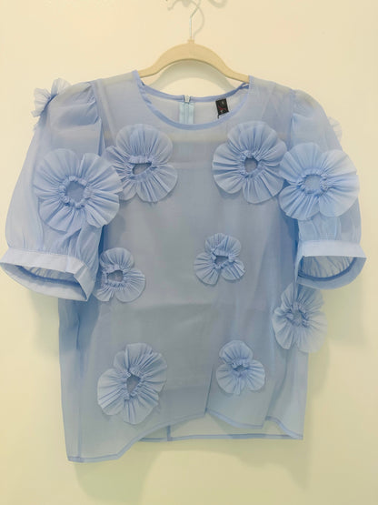 Baby Blue Flowers Blouse