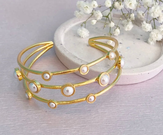 Pearl  Gold Plated Cuff