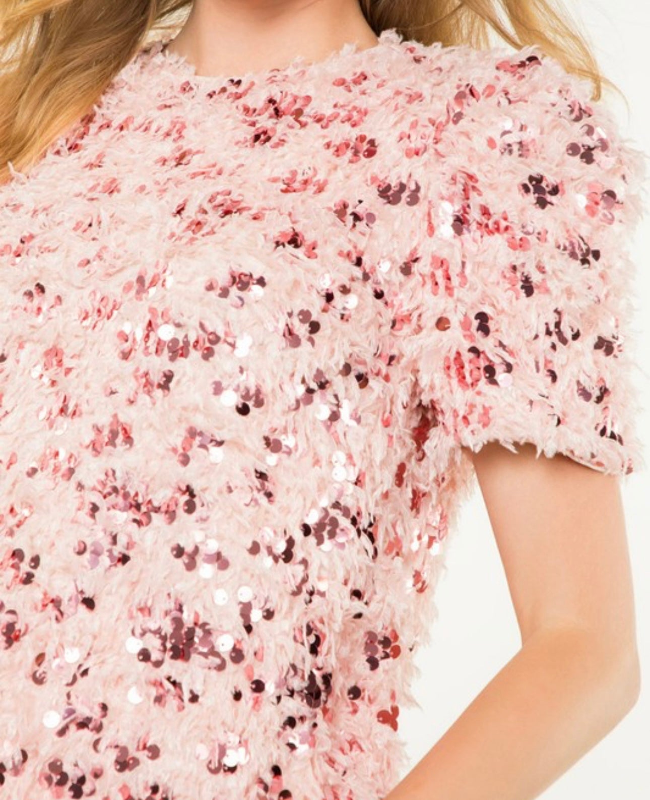 Pink Fringe/ Sequin Top - PLUS