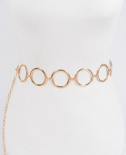 Gold  Circles Metal Chain Belt