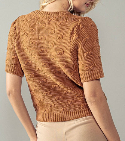 Camel Bow Stitch Knit  sweater