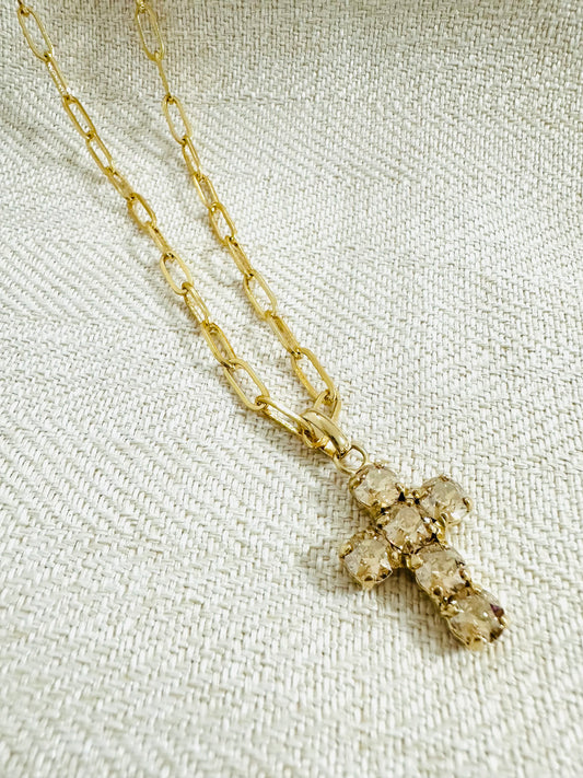 Champagne Cross Necklace