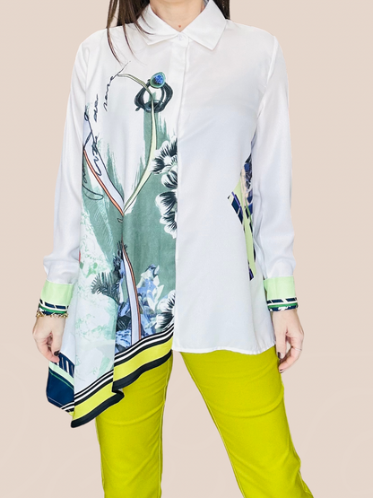 Asymmetric Print Blouse by Gracia