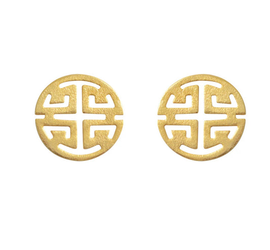 Ancient Stud Earrings- Gold Plated