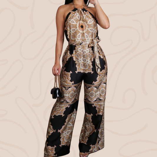 Satin Print Jumpsuit