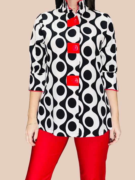 Red Buttons Blouse