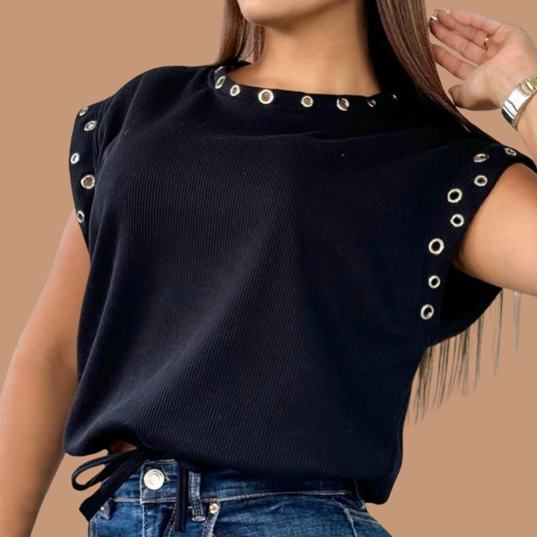 Black  Open Studs Top