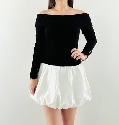 Black & White Bubble  Mini Dress