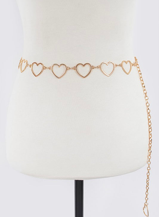 Gold  Metal Heart Chain Belt