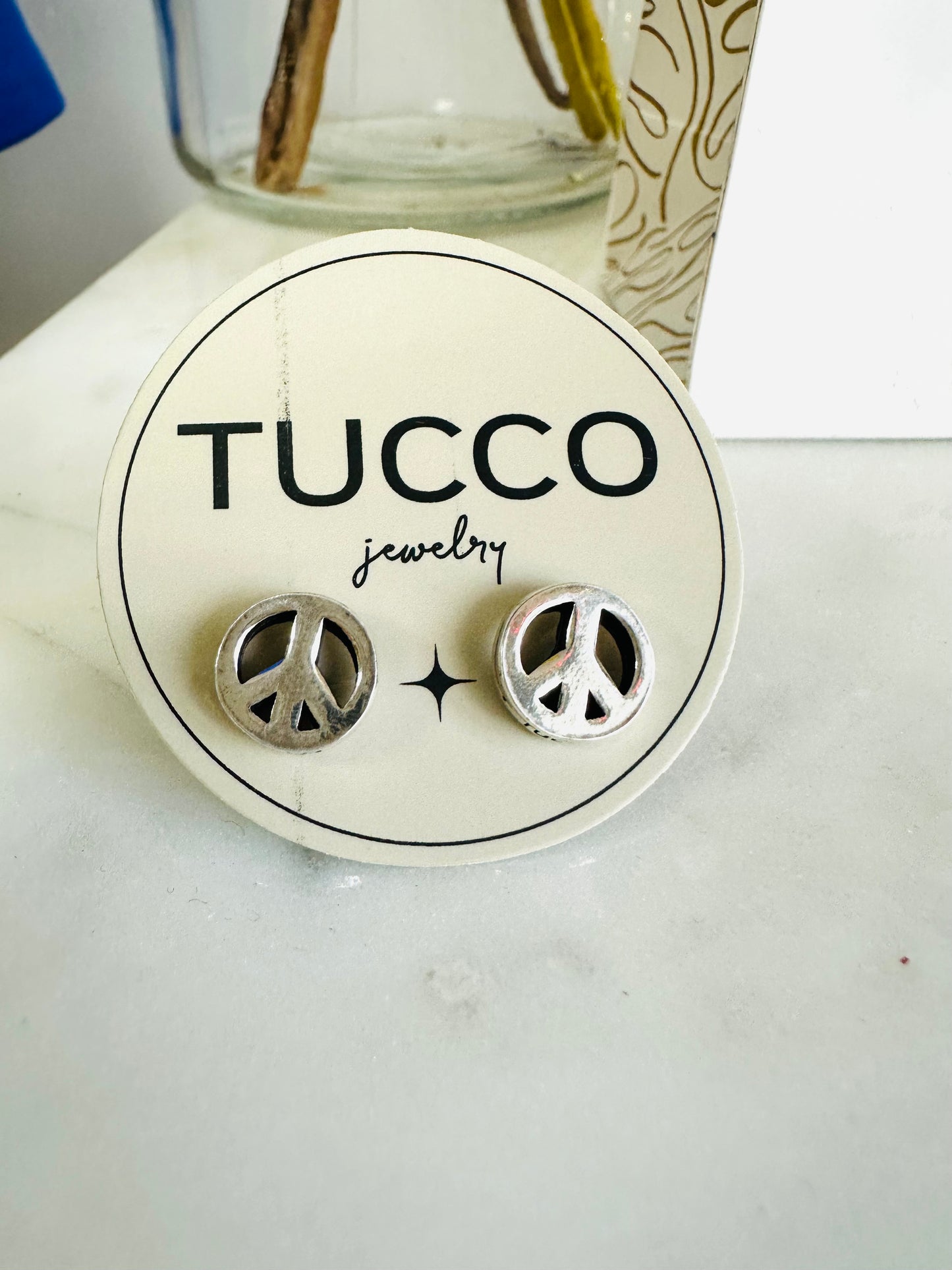 Tucco Peace Silver Stud Earrings