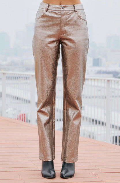 Bronze Sleek Metallic Pants